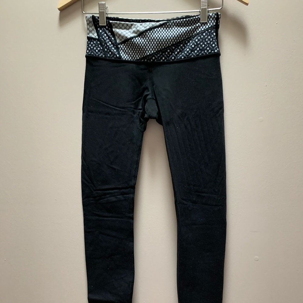 lululemon athletica Black Leggings with Patterned Waistband